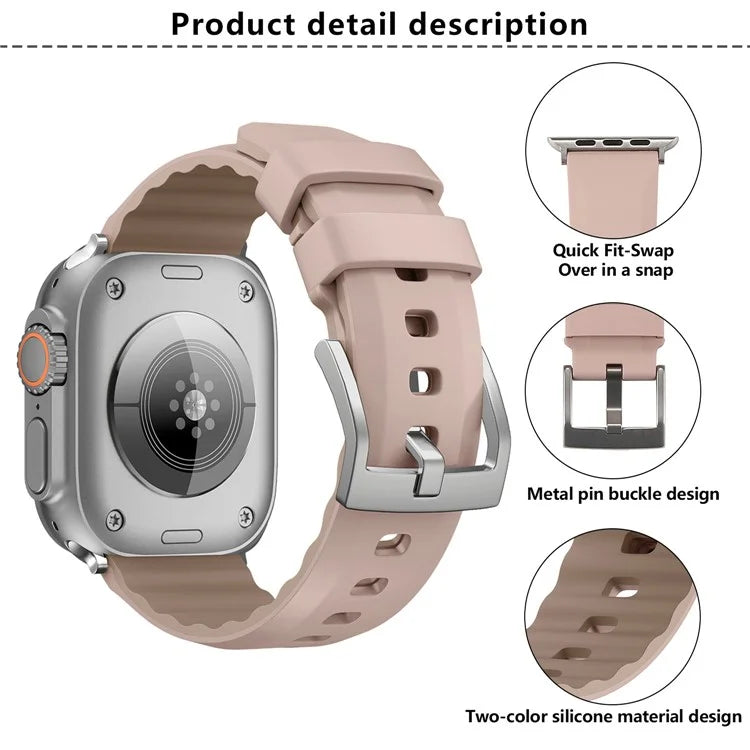 KALEBOL For Apple Watch Series 10 42mm / 9 8 7 41mm / SE (2023) SE (2022) SE 6 5 4 40mm / 3 2 1 38mm Watch Band Dual Color Silicone Strap