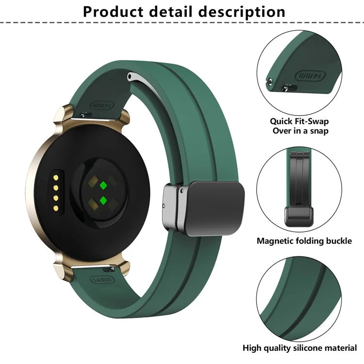 KALEBOL For Garmin Lily 2 Watch Strap Magnetic Buckle Silicone Wrist Band
