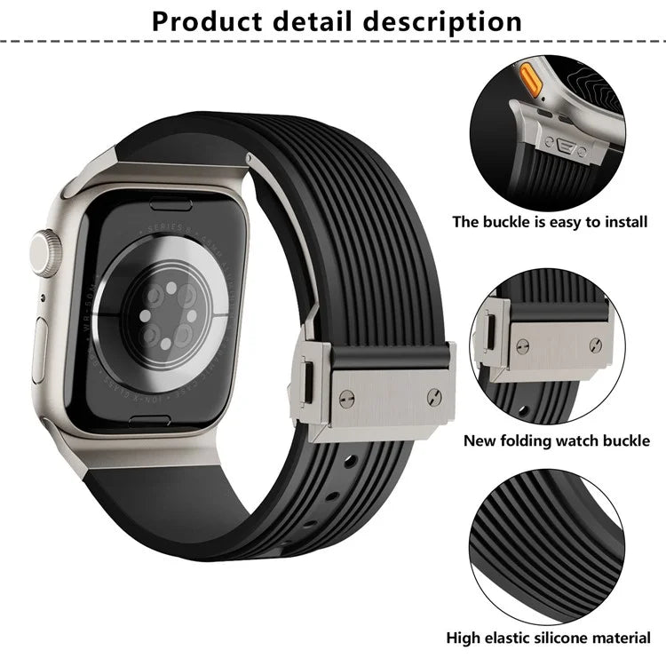KALEBOL For Apple Watch 10 46mm / Ultra 2 / Ultra 49mm / 9 8 7 45mm / SE (2023) SE (2022) SE 6 5 4 44mm / 3 2 1 42mm Silicone Watch Band