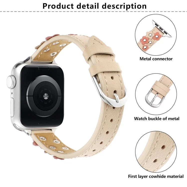 KALEBOL For Apple Watch 10 46mm / Ultra 2 / Ultra 49mm / 9 8 7 45mm / SE (2023) SE (2022) SE 6 5 4 44mm / 3 2 1 42mm Genuine Cow Leather Watch Band