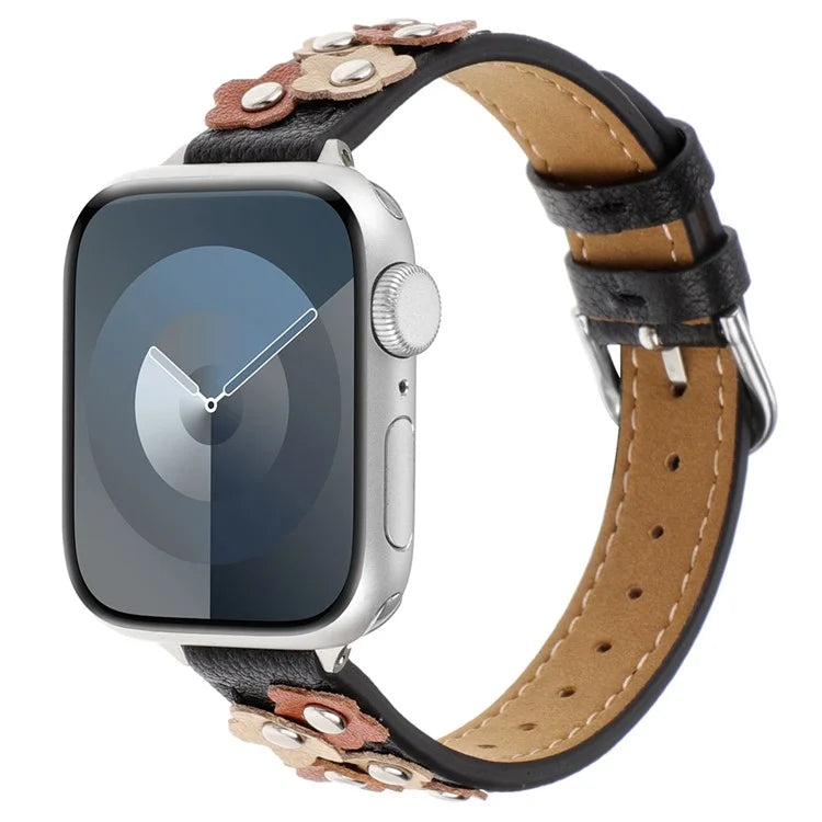 KALEBOL For Apple Watch Series 10 42mm / 9 8 7 41mm / SE (2023) SE (2022) SE 6 5 4 40mm / 3 2 1 38mm Genuine Cow Leather Watch Strap