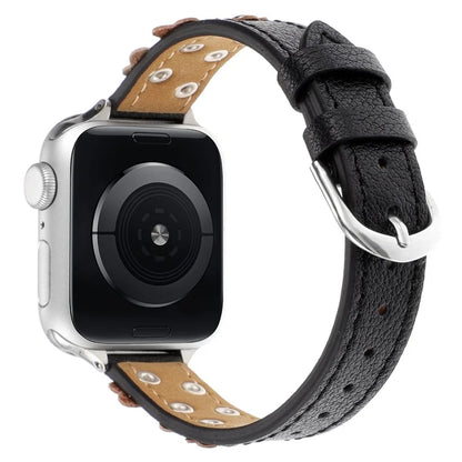 KALEBOL For Apple Watch Series 10 42mm / 9 8 7 41mm / SE (2023) SE (2022) SE 6 5 4 40mm / 3 2 1 38mm Genuine Cow Leather Watch Strap