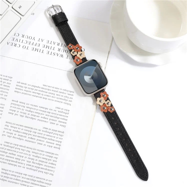 KALEBOL For Apple Watch Series 10 42mm / 9 8 7 41mm / SE (2023) SE (2022) SE 6 5 4 40mm / 3 2 1 38mm Genuine Cow Leather Watch Strap