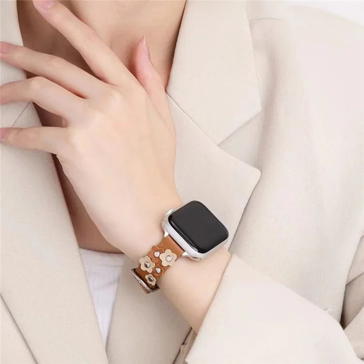KALEBOL For Apple Watch Series 10 42mm / 9 8 7 41mm / SE (2023) SE (2022) SE 6 5 4 40mm / 3 2 1 38mm Genuine Cow Leather Watch Strap
