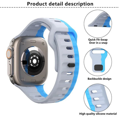 KALEBOL For Apple Watch 10 46mm / Ultra 2 / Ultra 49mm / 9 8 7 45mm / SE (2023) SE (2022) SE 6 5 4 44mm / 3 2 1 42mm Silicone Watch Strap