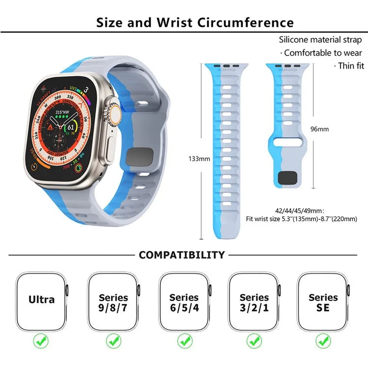 KALEBOL For Apple Watch 10 46mm / Ultra 2 / Ultra 49mm / 9 8 7 45mm / SE (2023) SE (2022) SE 6 5 4 44mm / 3 2 1 42mm Silicone Watch Strap