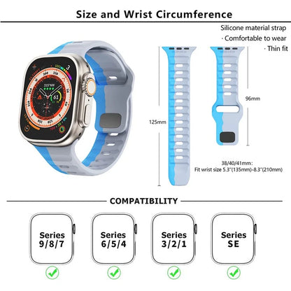 KALEBOL For Apple Watch Series 10 42mm / 9 8 7 41mm / SE (2023) SE (2022) SE 6 5 4 40mm / 3 2 1 38mm Silicone Watch Band Dual Color
