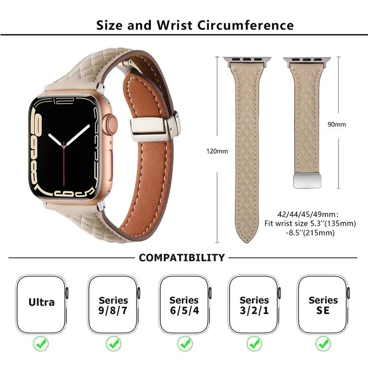 KALEBOL For Apple Watch 10 46mm / Ultra 2 / Ultra 49mm / 9 8 7 45mm / SE (2023) SE (2022) SE 6 5 4 44mm / 3 2 1 42mm Genuine Leather Watch Band