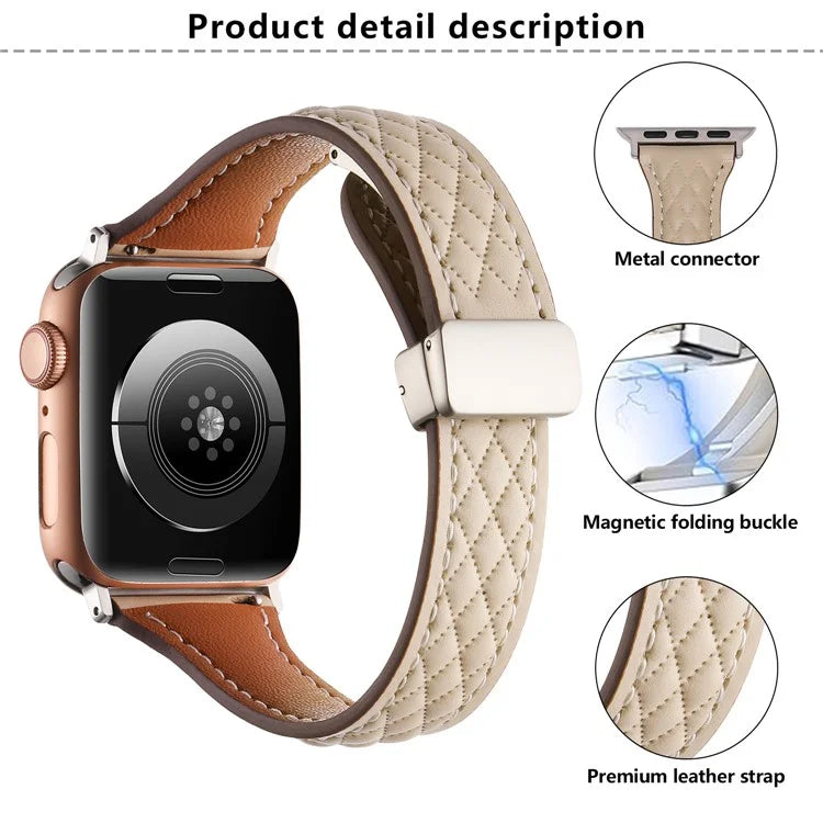 KALEBOL For Apple Watch 10 46mm / Ultra 2 / Ultra 49mm / 9 8 7 45mm / SE (2023) SE (2022) SE 6 5 4 44mm / 3 2 1 42mm Genuine Leather Watch Band