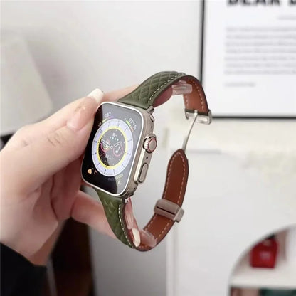 KALEBOL For Apple Watch Series 10 42mm / 9 8 7 41mm / SE (2023) SE (2022) SE 6 5 4 40mm / 3 2 1 38mm Genuine Leather Watch Strap