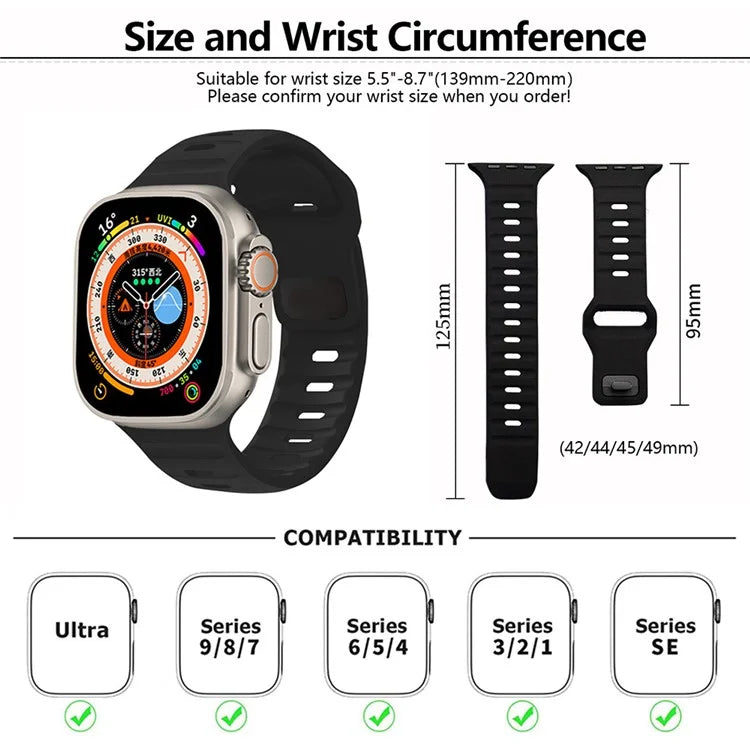 KALEBOL For Apple Watch 10 46mm / Ultra 2 / Ultra 49mm / 9 8 7 45mm / SE (2023) SE (2022) SE 6 5 4 44mm / 3 2 1 42mm Silicone Watch Band
