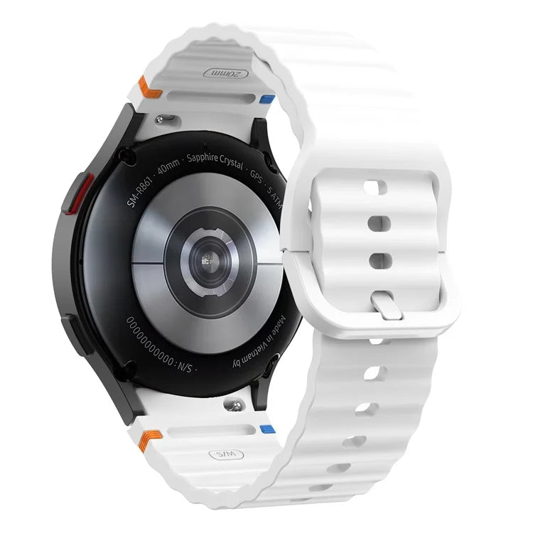 For Samsung Galaxy Watch FE / 7 / 6 / 5 / 4 Wave Design Watch Band Stitching Line Decor Silicone Strap