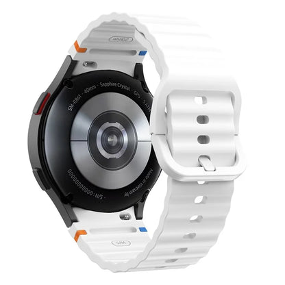 For Samsung Galaxy Watch FE / 7 / 6 / 5 / 4 Wave Design Watch Band Stitching Line Decor Silicone Strap