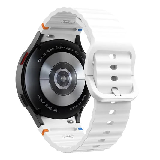 For Samsung Galaxy Watch FE / 7 / 6 / 5 / 4 Wave Design Watch Band Stitching Line Decor Silicone Strap