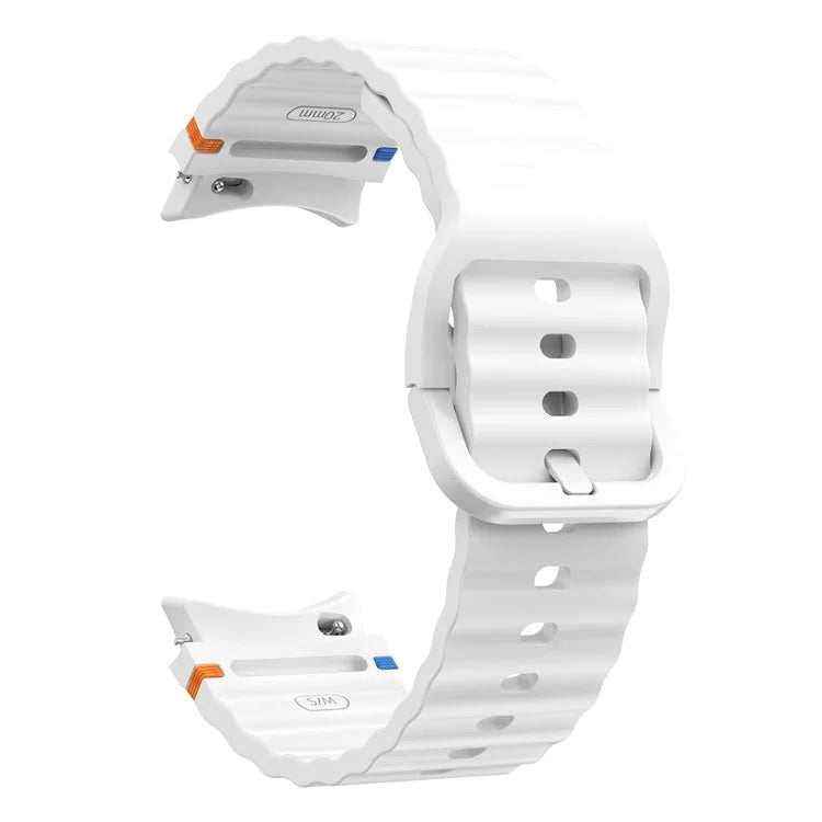 For Samsung Galaxy Watch FE / 7 / 6 / 5 / 4 Wave Design Watch Band Stitching Line Decor Silicone Strap
