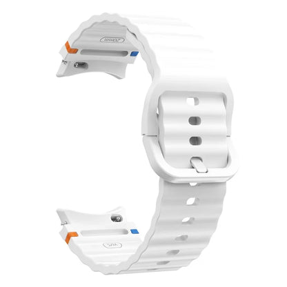 For Samsung Galaxy Watch FE / 7 / 6 / 5 / 4 Wave Design Watch Band Stitching Line Decor Silicone Strap