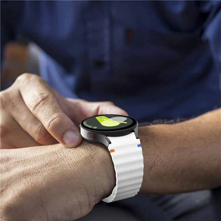 For Samsung Galaxy Watch FE / 7 / 6 / 5 / 4 Wave Design Watch Band Stitching Line Decor Silicone Strap