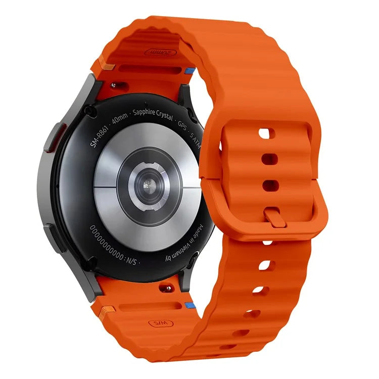 For Samsung Galaxy Watch FE / 7 / 6 / 5 / 4 Wave Design Watch Band Stitching Line Decor Silicone Strap