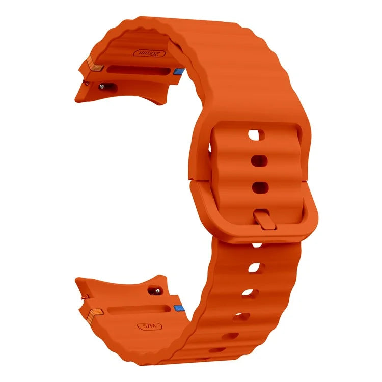 For Samsung Galaxy Watch FE / 7 / 6 / 5 / 4 Wave Design Watch Band Stitching Line Decor Silicone Strap