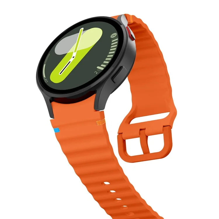 For Samsung Galaxy Watch FE / 7 / 6 / 5 / 4 Wave Design Watch Band Stitching Line Decor Silicone Strap