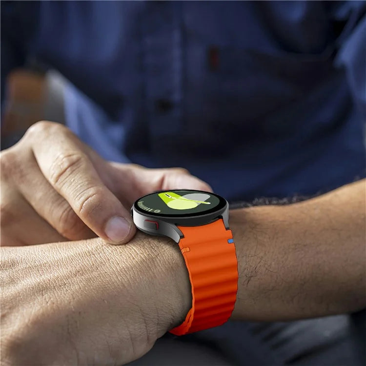 For Samsung Galaxy Watch FE / 7 / 6 / 5 / 4 Wave Design Watch Band Stitching Line Decor Silicone Strap