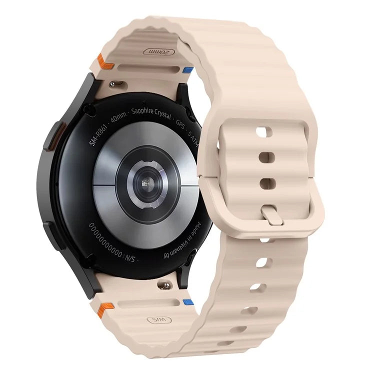 For Samsung Galaxy Watch FE / 7 / 6 / 5 / 4 Wave Design Watch Band Stitching Line Decor Silicone Strap