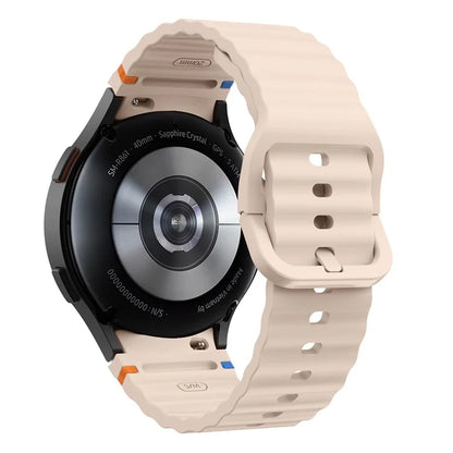 For Samsung Galaxy Watch FE / 7 / 6 / 5 / 4 Wave Design Watch Band Stitching Line Decor Silicone Strap