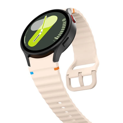 For Samsung Galaxy Watch FE / 7 / 6 / 5 / 4 Wave Design Watch Band Stitching Line Decor Silicone Strap
