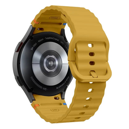 For Samsung Galaxy Watch FE / 7 / 6 / 5 / 4 Wave Design Watch Band Stitching Line Decor Silicone Strap