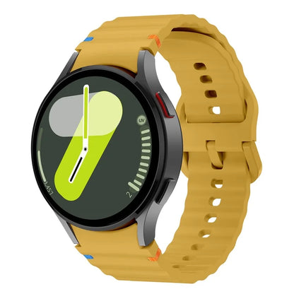 For Samsung Galaxy Watch FE / 7 / 6 / 5 / 4 Wave Design Watch Band Stitching Line Decor Silicone Strap