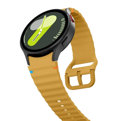 For Samsung Galaxy Watch FE / 7 / 6 / 5 / 4 Wave Design Watch Band Stitching Line Decor Silicone Strap
