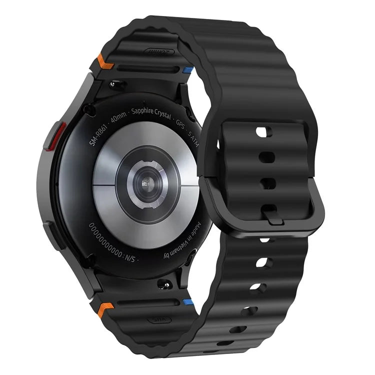 For Samsung Galaxy Watch FE / 7 / 6 / 5 / 4 Wave Design Watch Band Stitching Line Decor Silicone Strap