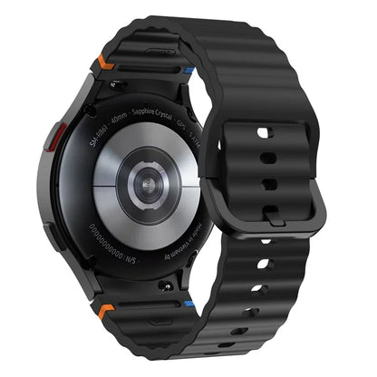 For Samsung Galaxy Watch FE / 7 / 6 / 5 / 4 Wave Design Watch Band Stitching Line Decor Silicone Strap