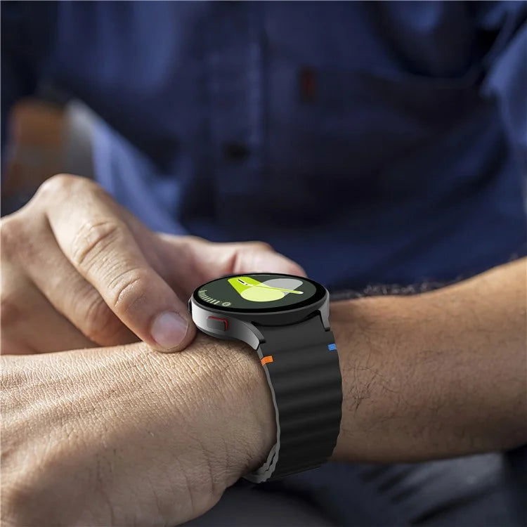 For Samsung Galaxy Watch FE / 7 / 6 / 5 / 4 Wave Design Watch Band Stitching Line Decor Silicone Strap