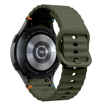 For Samsung Galaxy Watch FE / 7 / 6 / 5 / 4 Wave Design Watch Band Stitching Line Decor Silicone Strap
