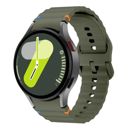 For Samsung Galaxy Watch FE / 7 / 6 / 5 / 4 Wave Design Watch Band Stitching Line Decor Silicone Strap