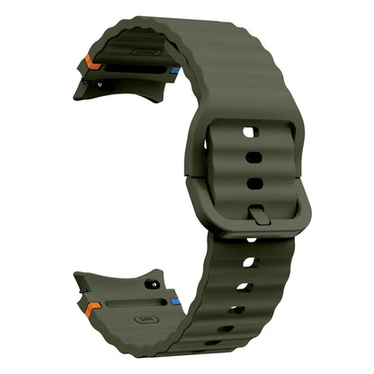 For Samsung Galaxy Watch FE / 7 / 6 / 5 / 4 Wave Design Watch Band Stitching Line Decor Silicone Strap