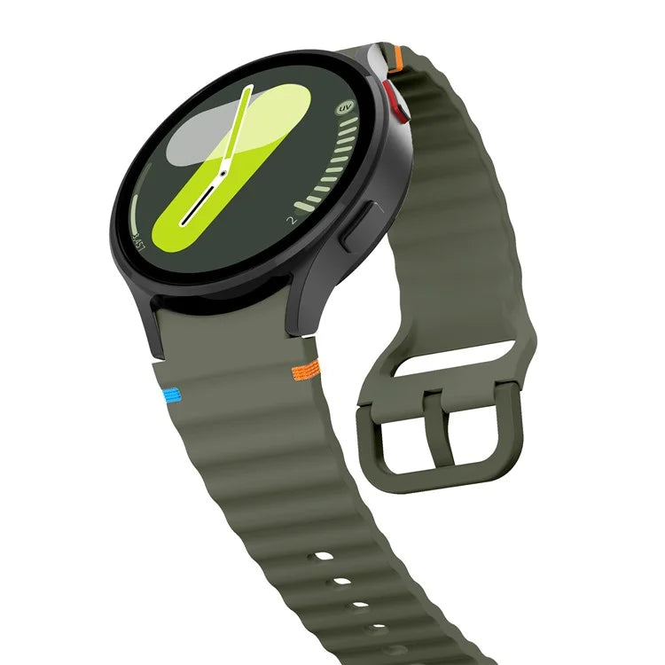 For Samsung Galaxy Watch FE / 7 / 6 / 5 / 4 Wave Design Watch Band Stitching Line Decor Silicone Strap