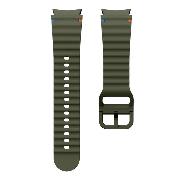 For Samsung Galaxy Watch FE / 7 / 6 / 5 / 4 Wave Design Watch Band Stitching Line Decor Silicone Strap