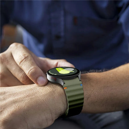 For Samsung Galaxy Watch FE / 7 / 6 / 5 / 4 Wave Design Watch Band Stitching Line Decor Silicone Strap