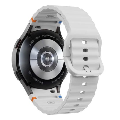 For Samsung Galaxy Watch FE / 7 / 6 / 5 / 4 Wave Design Watch Band Stitching Line Decor Silicone Strap