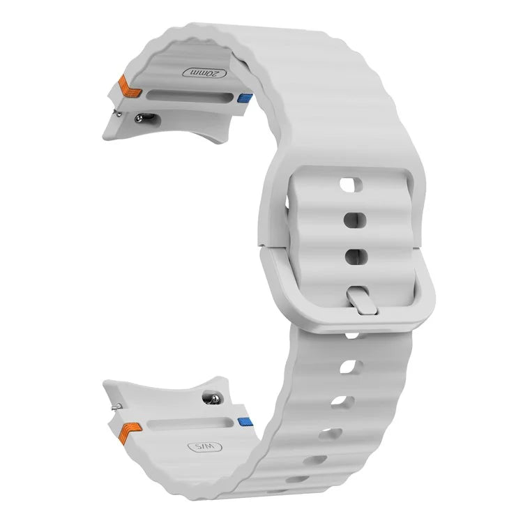 For Samsung Galaxy Watch FE / 7 / 6 / 5 / 4 Wave Design Watch Band Stitching Line Decor Silicone Strap