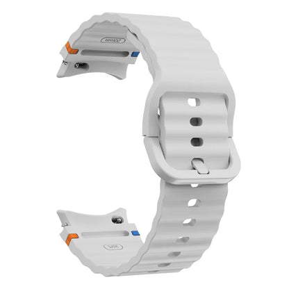 For Samsung Galaxy Watch FE / 7 / 6 / 5 / 4 Wave Design Watch Band Stitching Line Decor Silicone Strap