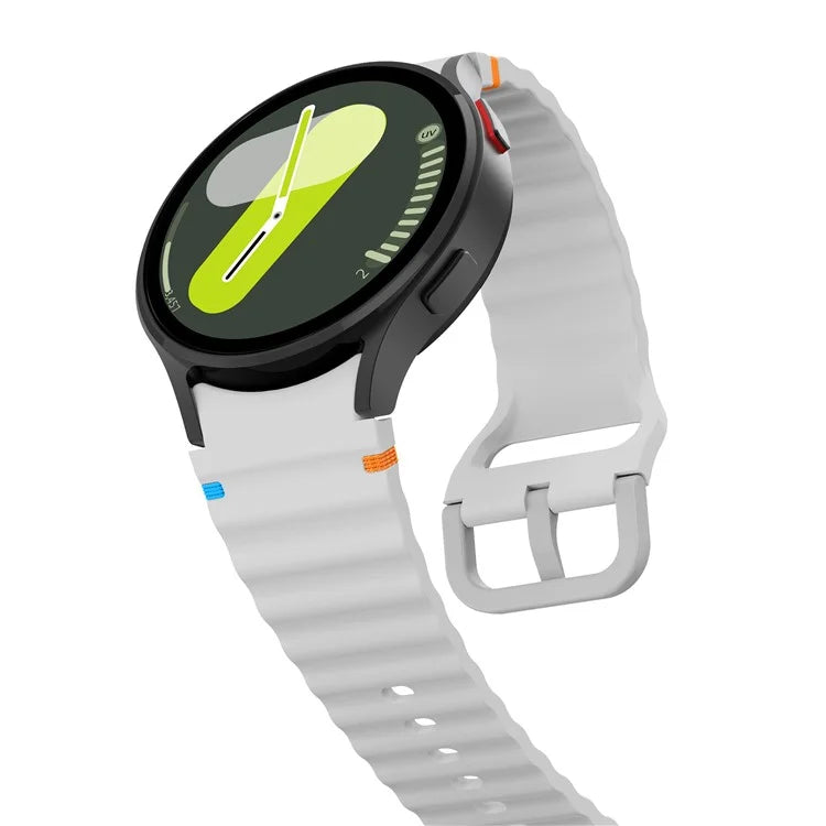 For Samsung Galaxy Watch FE / 7 / 6 / 5 / 4 Wave Design Watch Band Stitching Line Decor Silicone Strap