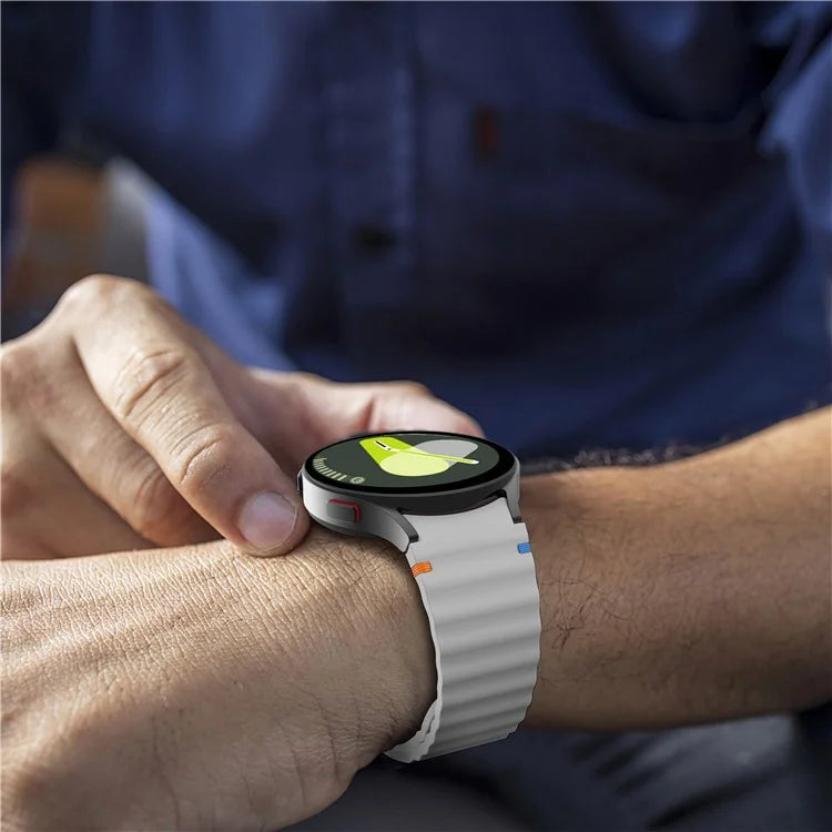 For Samsung Galaxy Watch FE / 7 / 6 / 5 / 4 Wave Design Watch Band Stitching Line Decor Silicone Strap