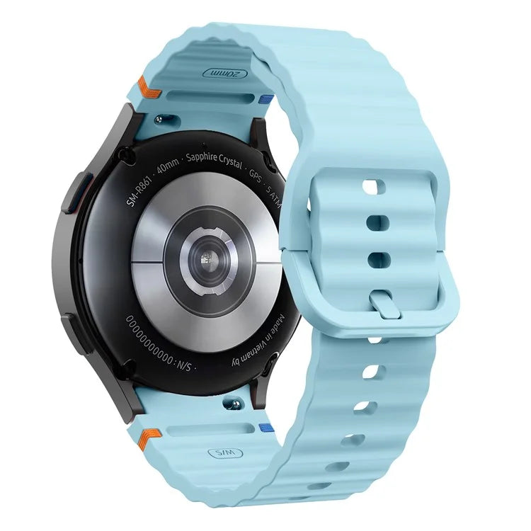 For Samsung Galaxy Watch FE / 7 / 6 / 5 / 4 Wave Design Watch Band Stitching Line Decor Silicone Strap