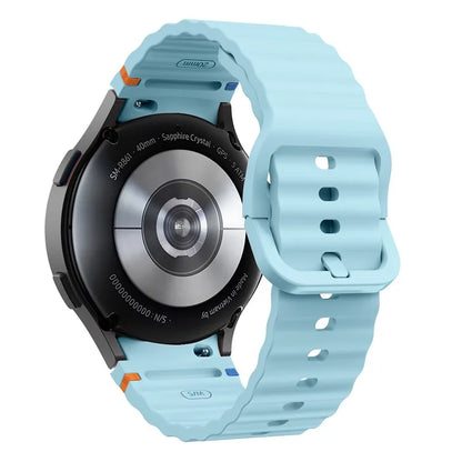For Samsung Galaxy Watch FE / 7 / 6 / 5 / 4 Wave Design Watch Band Stitching Line Decor Silicone Strap