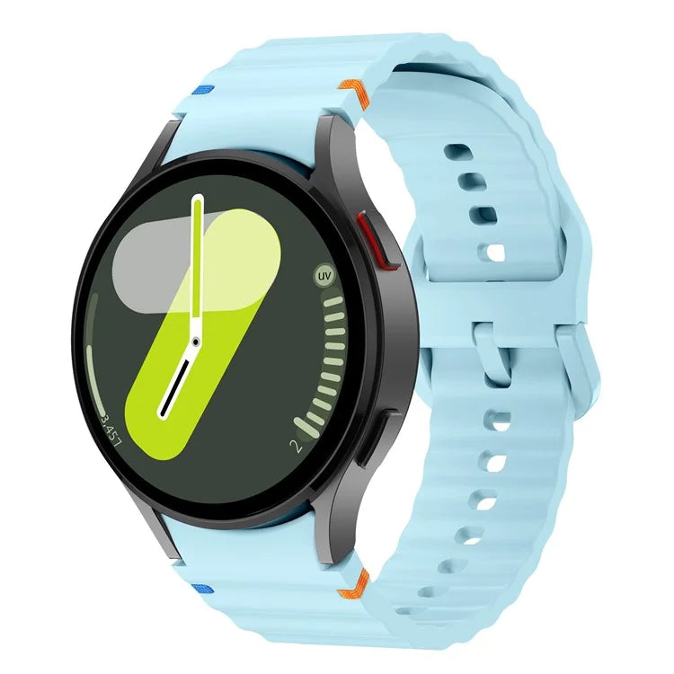 For Samsung Galaxy Watch FE / 7 / 6 / 5 / 4 Wave Design Watch Band Stitching Line Decor Silicone Strap