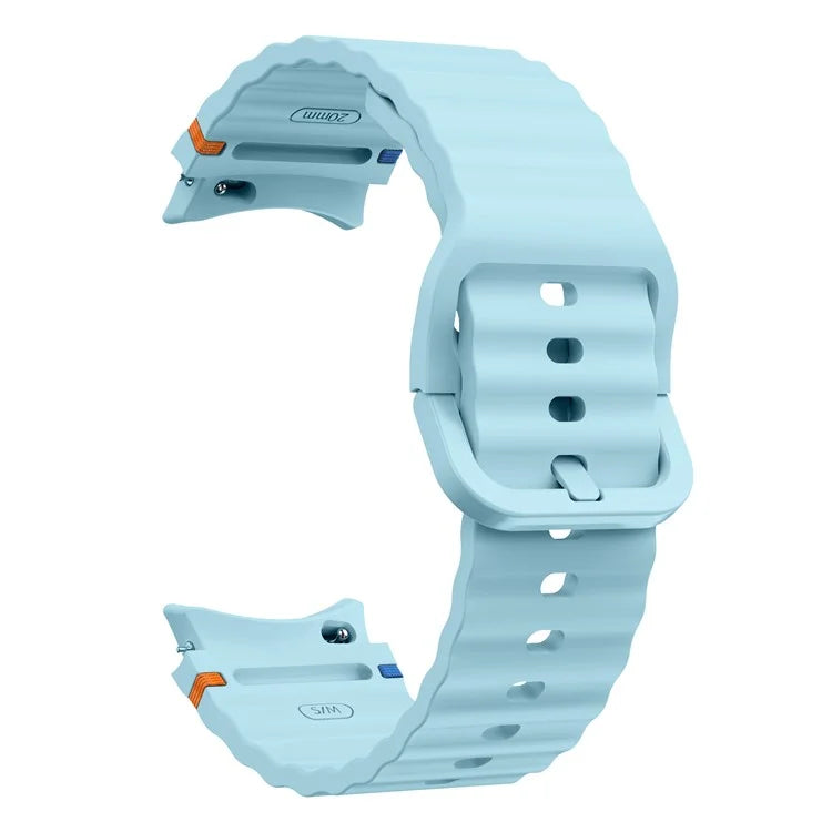 For Samsung Galaxy Watch FE / 7 / 6 / 5 / 4 Wave Design Watch Band Stitching Line Decor Silicone Strap