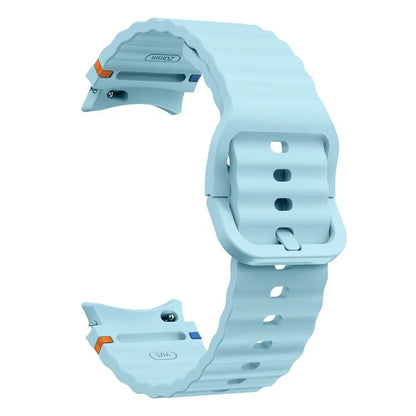 For Samsung Galaxy Watch FE / 7 / 6 / 5 / 4 Wave Design Watch Band Stitching Line Decor Silicone Strap